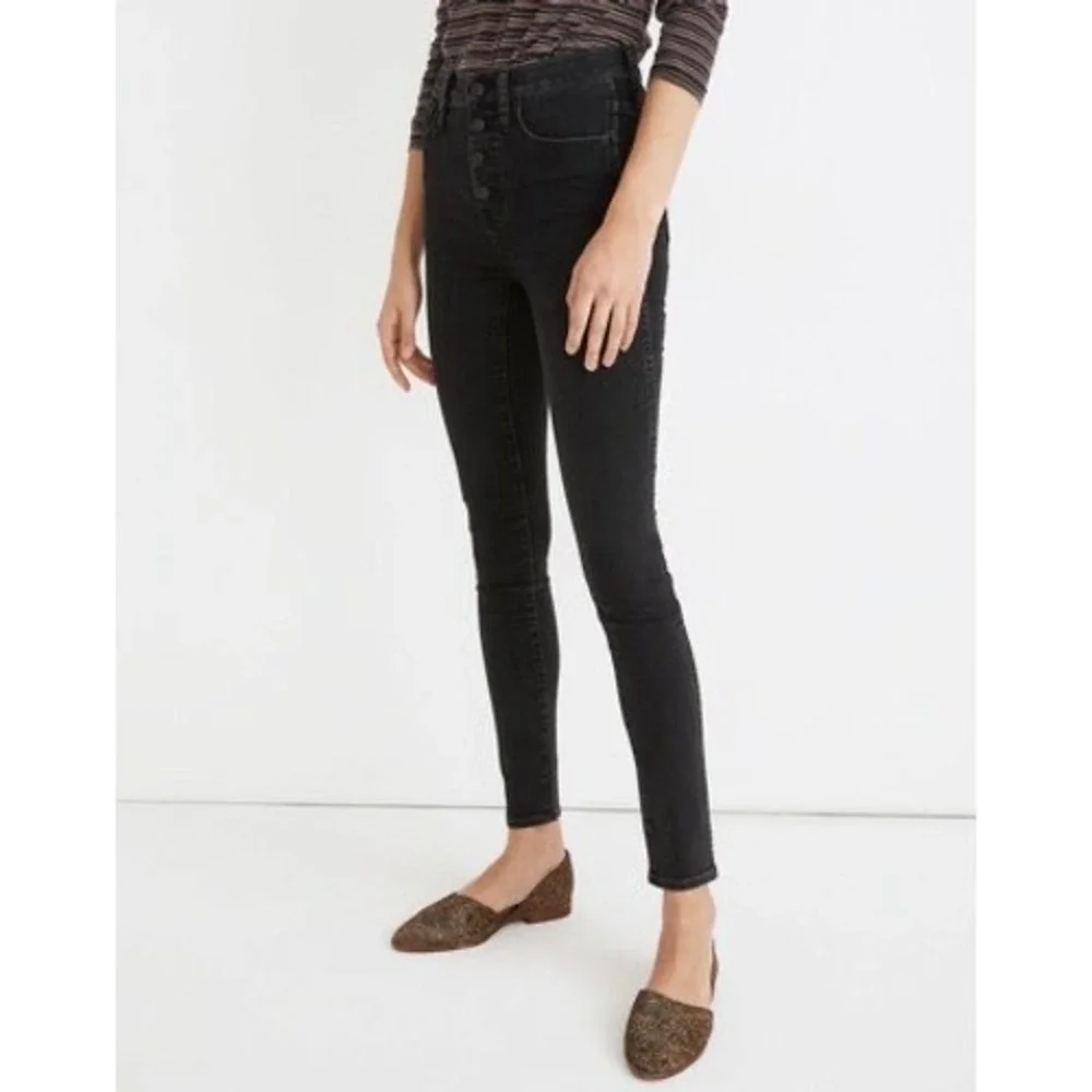 Madewell 10 Inch Black High Rise Skinny Jeans Button Fly Size 30‎